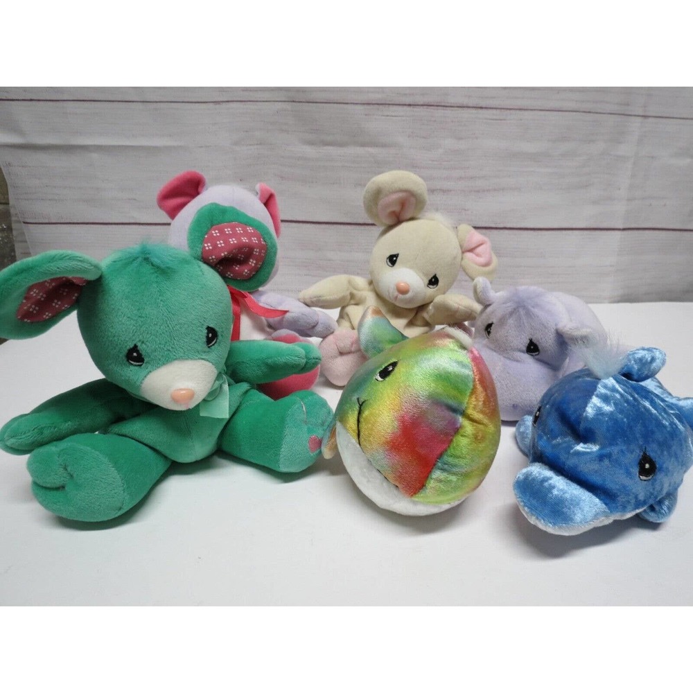 Lot of 6 Precious Moments Plush Tender Tails Enesco Stuffed Animals 1990s